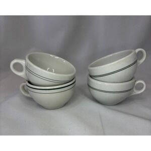 Set Of 4 1960s SYRACUSE CHINA RESTAURANT WARE GREEN STRIPE COFFEE CUP MUG